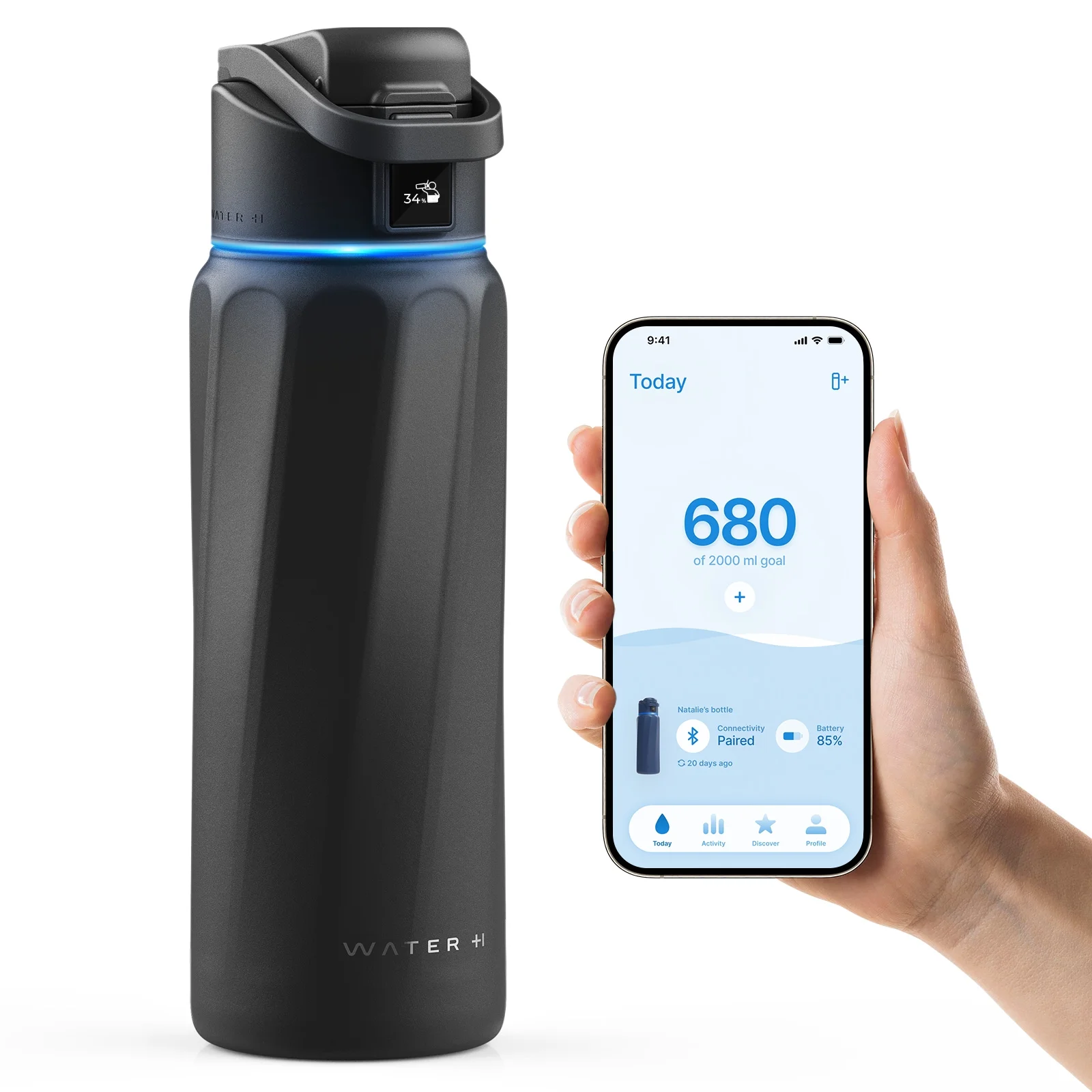 Smart Water Bottle (500ml - Silver Color) image 2